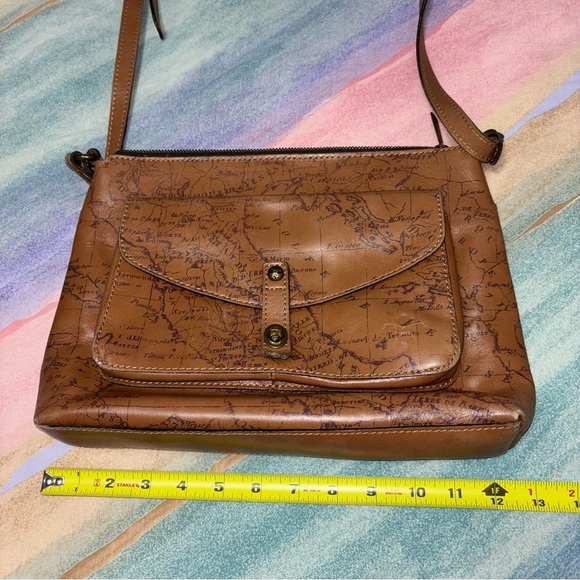 Patricia Nash Leather Kenilworth Signature Map Riot Rust Crossbody Bag - Picture 6 of 12